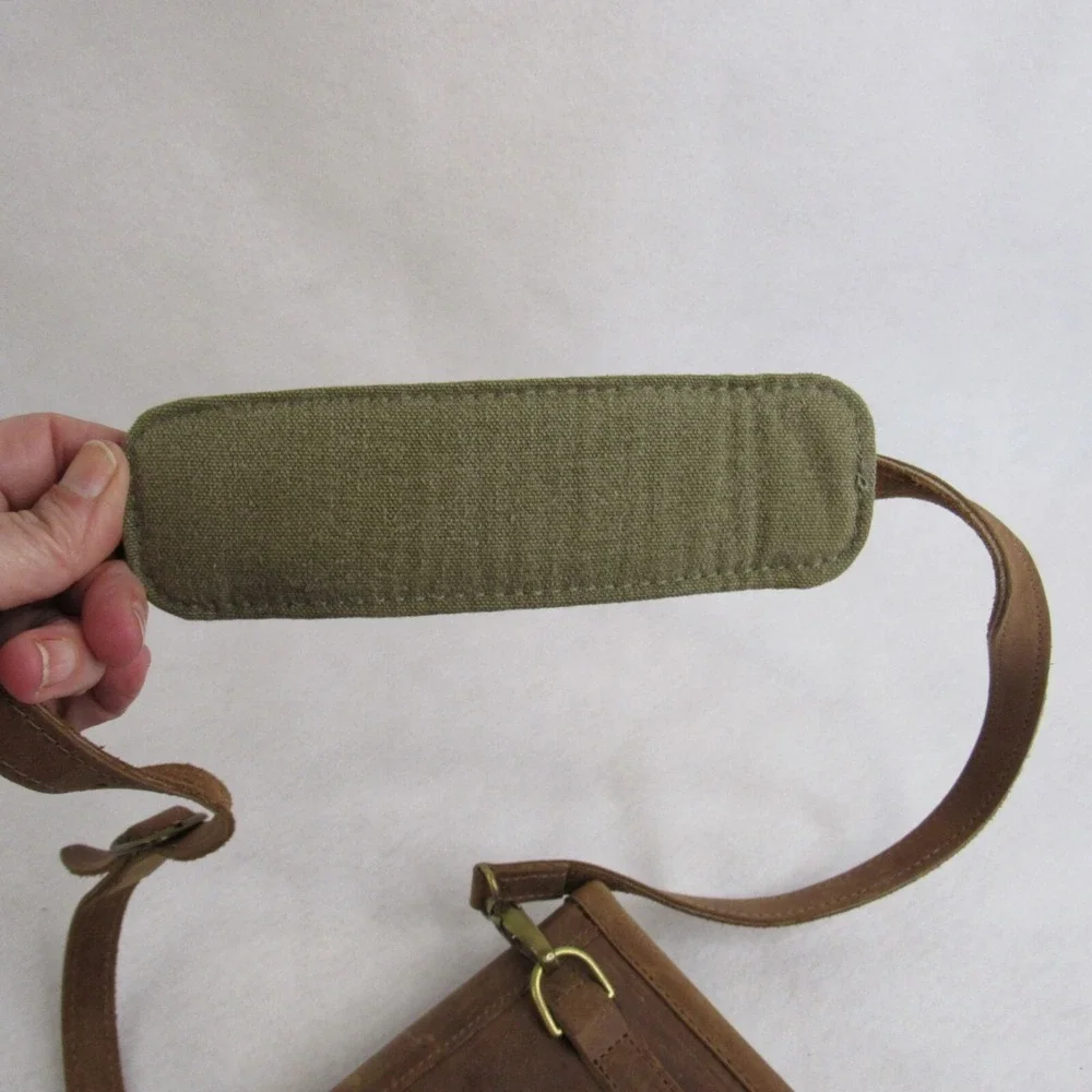 IPad Tablet Case Sleeve Temple Brown Oiled Leather WWII Canvas Shoulder Strap